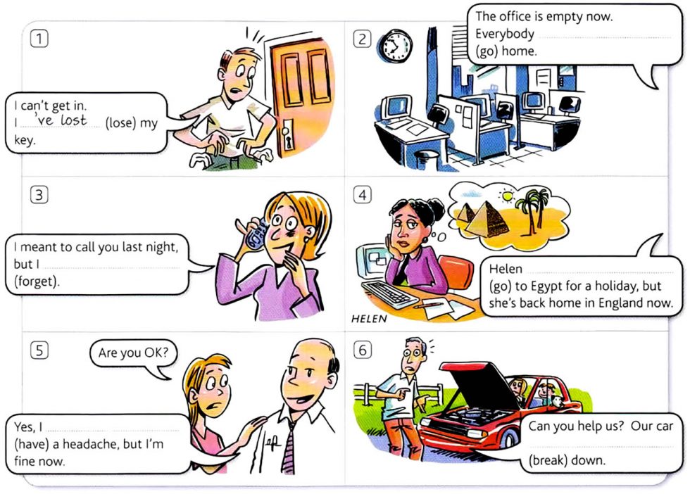 English Grammar Exercises Present Perfect And Past 1 English 